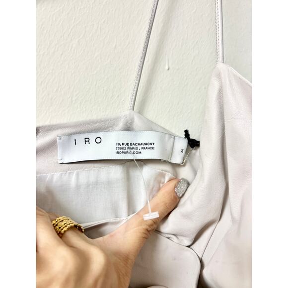 NWT IRO Zeta Sleeveless Thin Straps Leather Mini Dress Off-White Women 34 / US 2 - Picture 6 of 6